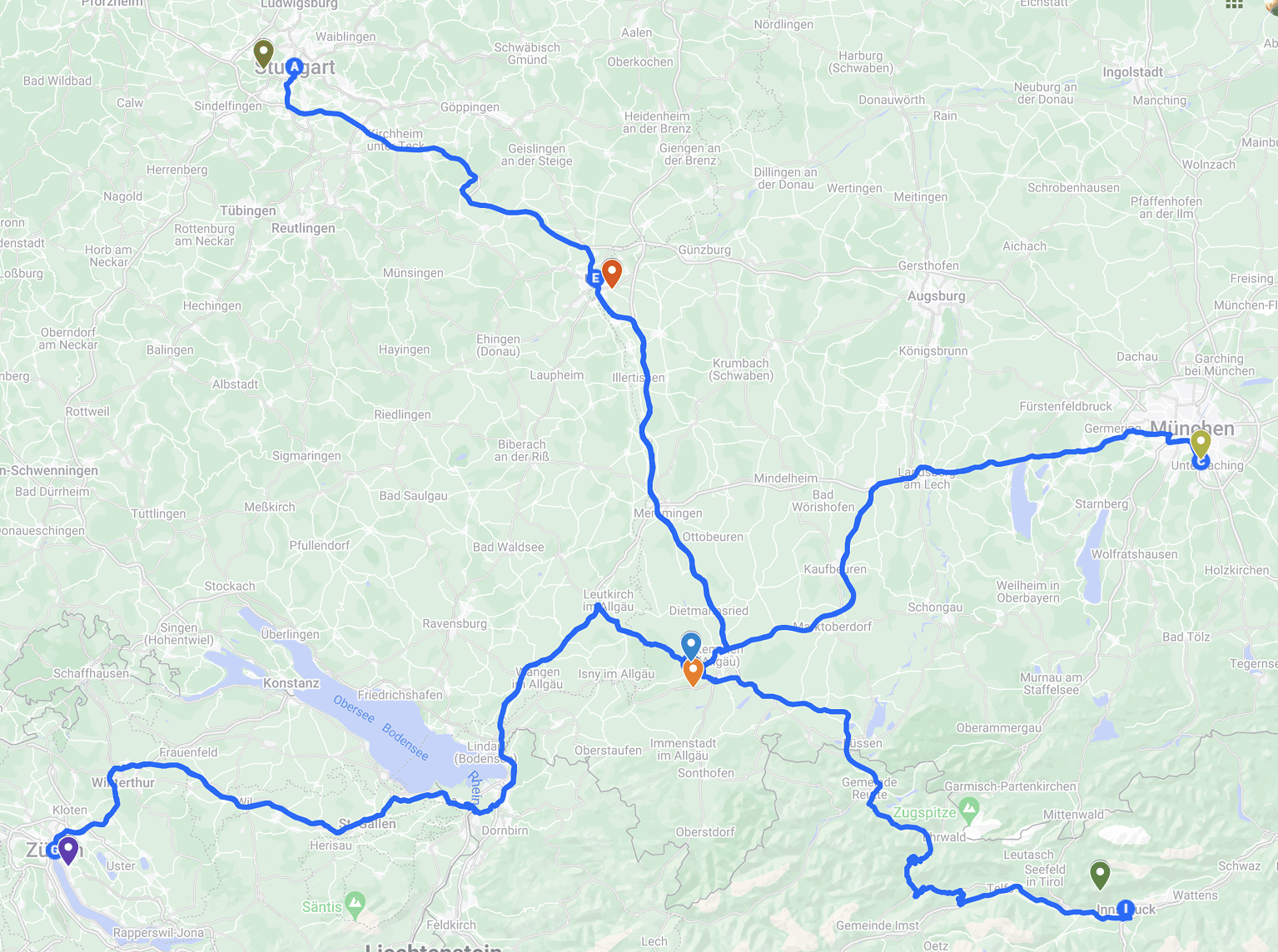 eine Karte der Route einer Wanderung